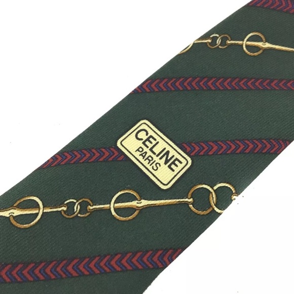 CELINE Stripe MultiColor Silk Tie - Picture 4 of 10